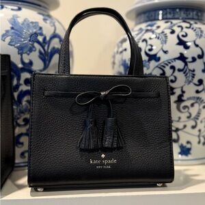 Kate Spade Black Satchel with Tassels | Hayes Street Mini Black Sam Satchel Bag